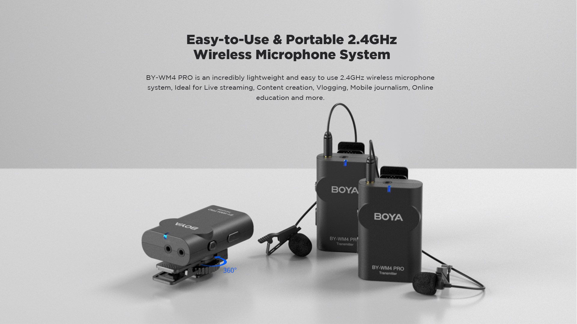 BY-WM4 Pro-K6 2.4 GHz Wireless Microphone System For Android and